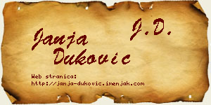 Janja Duković vizit kartica
